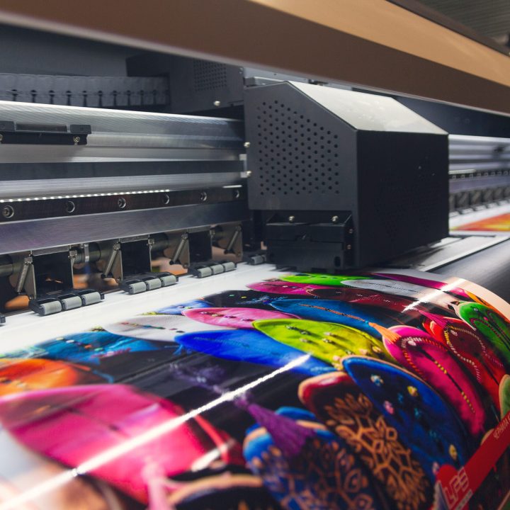 large format printing machine in operation. industry